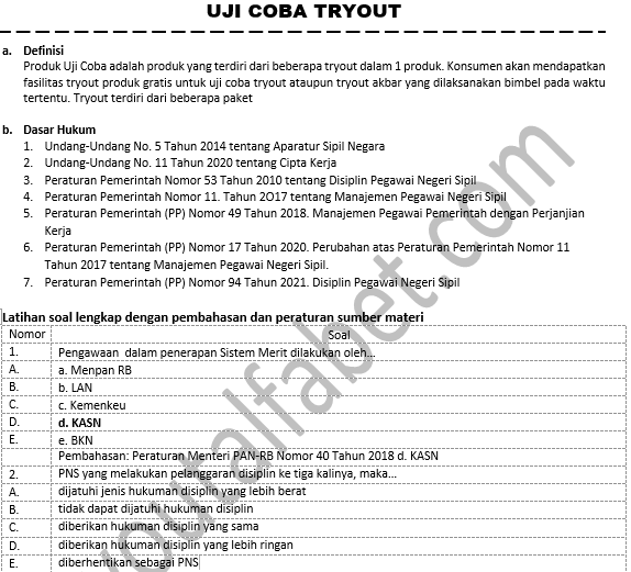 Tryout Gratis dan List Tryout Jabatan